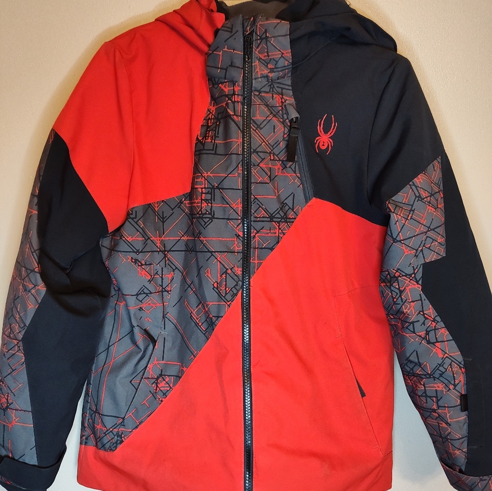 Spyder Winter Coat Boys Size 14 Red And Black Warm Coat